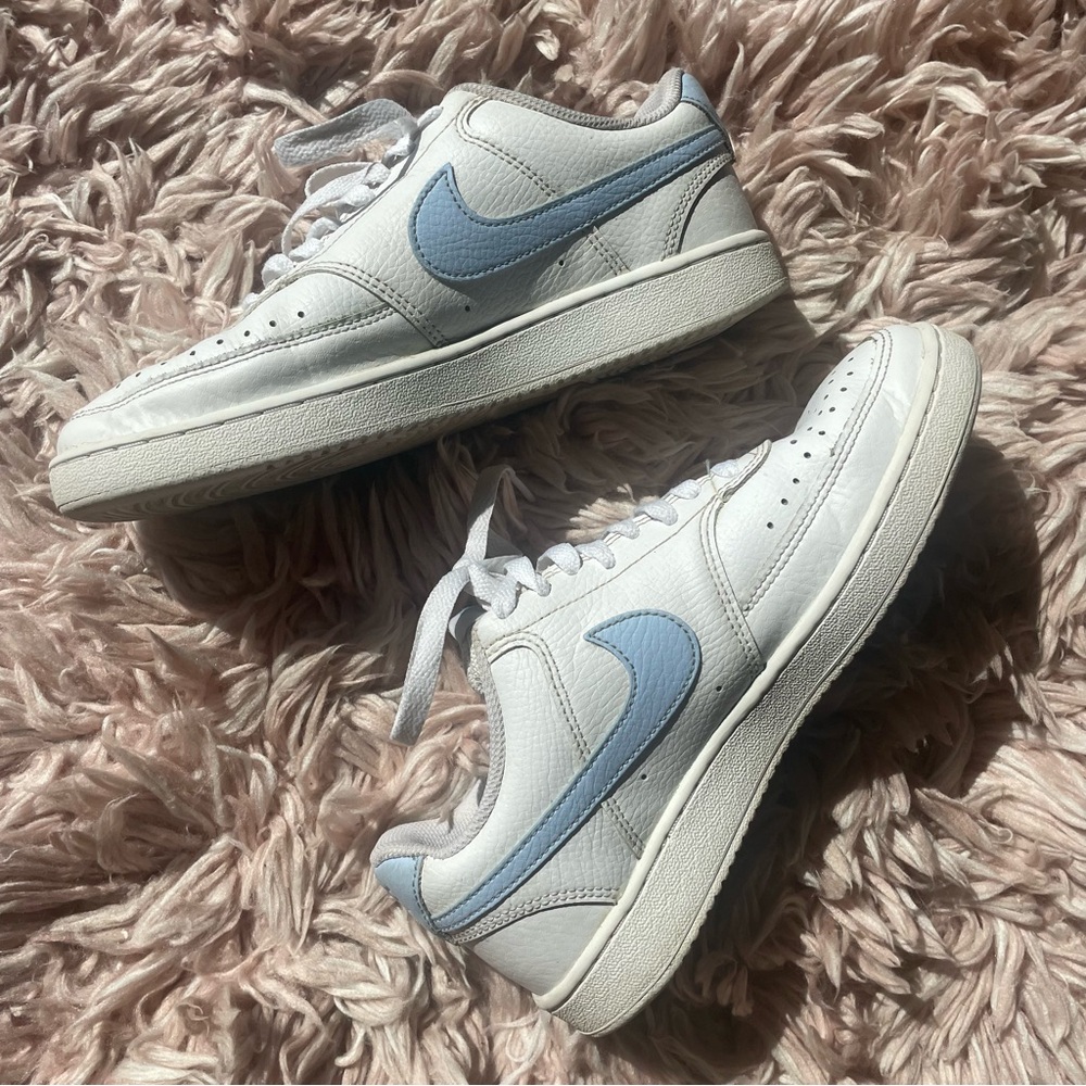 Nike Court Vision Blue and White‎ Leather Sneakers Women’s Size 6.5